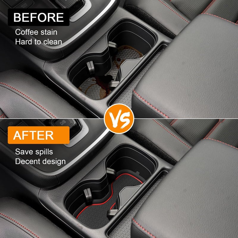 KENTUTO for Honda CRV Accessories 2023 2024 2025 2026 3D Cup Holder Center Console Liner Inserts Silicone Anti-dust Mat Pad Interior Decoration (2 Pcs, Red Trim) - Image 4